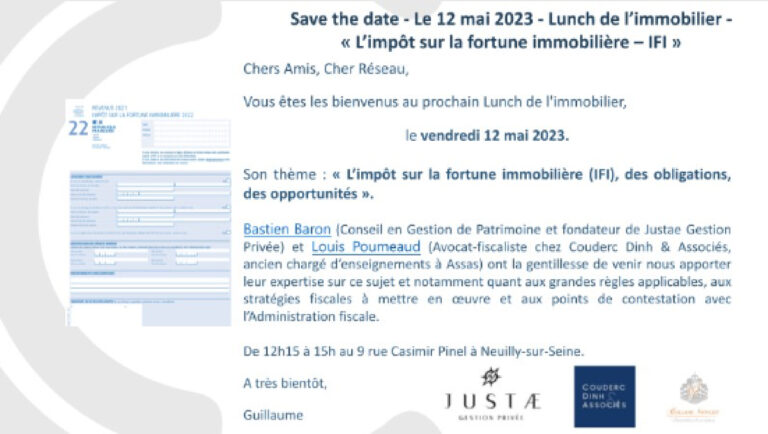 L’impôt sur la fortune immobilière (IFI), des obligations, des opportunités - Lunch de l’immobilier